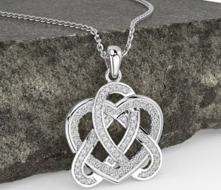 Diamond White Gold Celtic Trinity Knot Heart Necklace