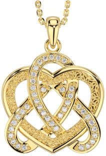 Diamond Gold Celtic Trinity Knot Heart Necklace