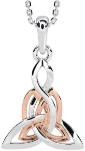 Rose Gold Silver Celtic Trinity Knot Necklace