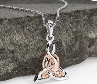 Rose Gold Silver Celtic Trinity Knot Necklace