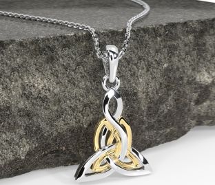 White Yellow Gold Celtic Trinity Knot Necklace