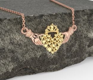 Rose Yellow Gold Claddagh Necklace
