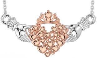 White Rose Gold Claddagh Necklace