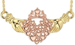 Rose Yellow Gold Claddagh Necklace