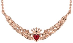 Ruby Rose Gold Silver Celtic Claddagh Necklace