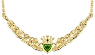 Peridoto Ouro Prata céltico Claddagh Colar