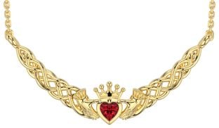 Rubí Oro Plata céltico Claddagh Collar