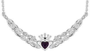 Alexandrite Silver Celtic Claddagh Necklace