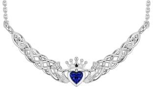 Zafiro Plata céltico Claddagh Collar