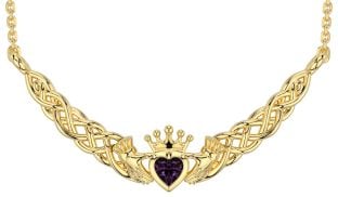 Alexandrite Gold Celtic Claddagh Necklace