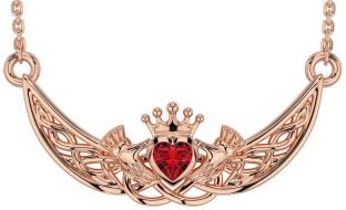 Ruby Rose Gold Silver Celtic Claddagh Necklace