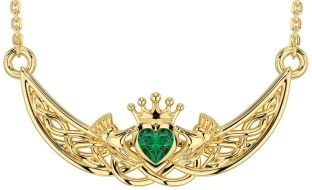 Esmeralda Oro Plata céltico Claddagh Collar