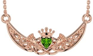 Peridot Rose Gold Celtic Claddagh Necklace