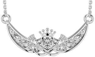 Diamante Plata céltico Claddagh Collar