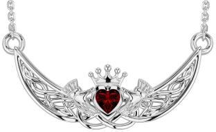 Granato Argento celtico Claddagh Collana