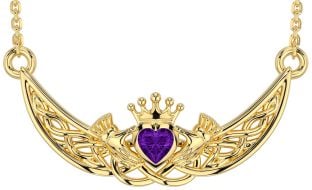 Amethyst Gold keltisch Claddagh Halskette