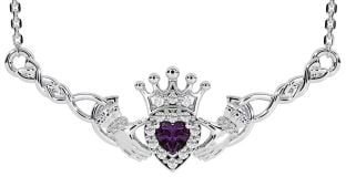 Alexandrite Silver Celtic Claddagh Necklace