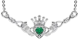 Smeraldo Argento celtico Claddagh Collana