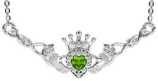 Peridot Silver Keltiskt Claddagh Halsband