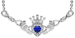 Saphir Silber keltisch Claddagh Halskette