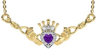 Amethyst Gold keltisch Claddagh Halskette