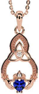 Diamante Zaffiro Rosa Oro Claddagh celtico Trinità Nodo Collana