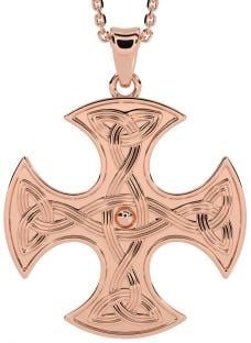 Large Rose Gold Silver Celtic Cross Necklace