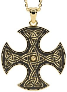 Large Gold Silver Black Rhodium Celtic Cross Necklace