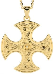 Large Gold Silver Celtic Cross Necklace