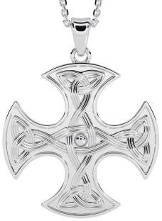 Large Silver Celtic Cross Necklace