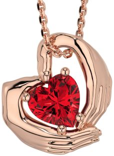 Ruby Rose Gold Silver Claddagh Necklace