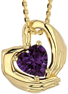 Alexandrite Gold Silver Claddagh Necklace