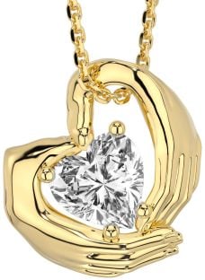 Diamond Gold Silver Claddagh Necklace