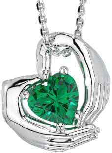 Smaragd Zilver Claddagh Halsketting