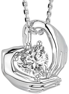 Diamond White Gold Claddagh Necklace