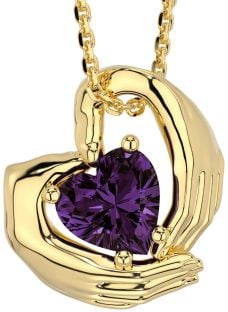 Alexandrite Gold Claddagh Necklace