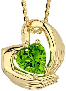 Peridot Gold Claddagh Necklace