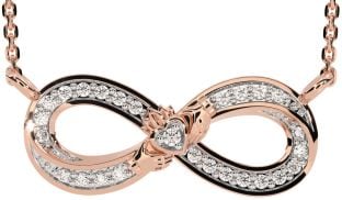 Diamond Rose Gold Infinity Claddagh Necklace