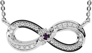 Diamond Alexandrite Silver Infinity Claddagh Necklace