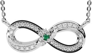 Diamant Smaragd Zilver Oneindigheid Claddagh Halsketting