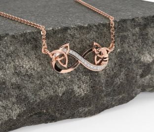 Diamond Rose Gold Celtic Trinity Knot Infinity Necklace