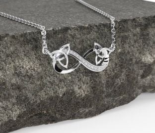 Diamond White Gold Celtic Trinity Knot Infinity Necklace