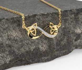 Diamond Gold Celtic Trinity Knot Infinity Necklace