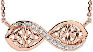 Diamond Rose Gold Celtic Trinity Knot Infinity Necklace