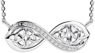 Diamond White Gold Celtic Trinity Knot Infinity Necklace