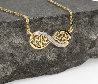 Diamond Gold Celtic Trinity Knot Infinity Necklace