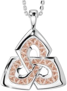 Rose Gold Silver Celtic Trinity Knot Necklace