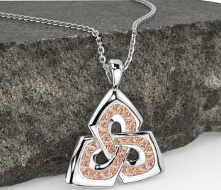 Rose Gold Silver Celtic Trinity Knot Necklace