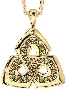 Gold Silver Black Rhodium Celtic Trinity Knot Necklace