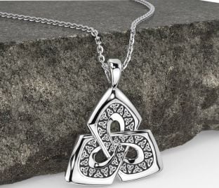 Silver Black Rhodium Celtic Trinity Knot Necklace